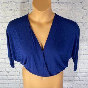 Marciano Wrap Front Long Sleeve Crop Top Blouse